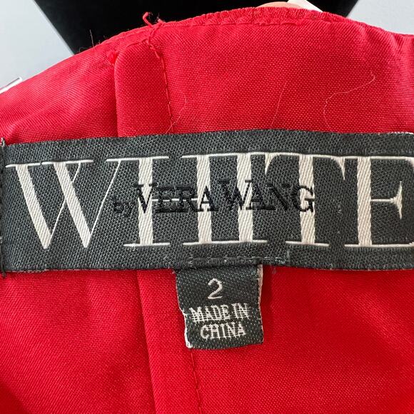 White by Vera Wang Red Evening Gown Sleeveless Choker Neckline Maxi Size 2 - Picture 7 of 9